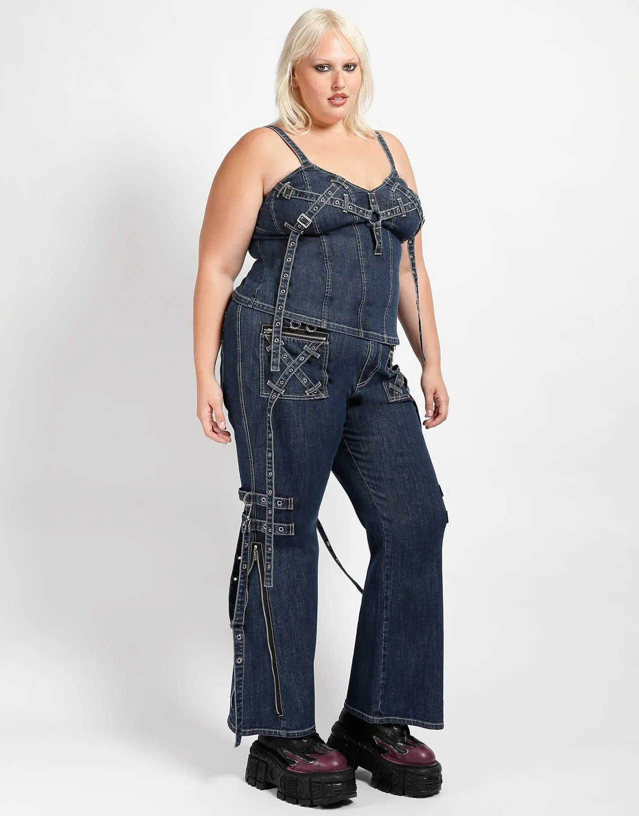 CURVE X-STRAP DENIM Transitional Style Belt loops