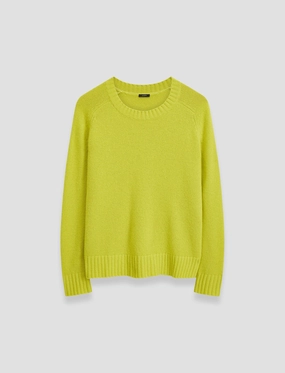 Ribbed Trim Open Cashmere Round Neck Jumper