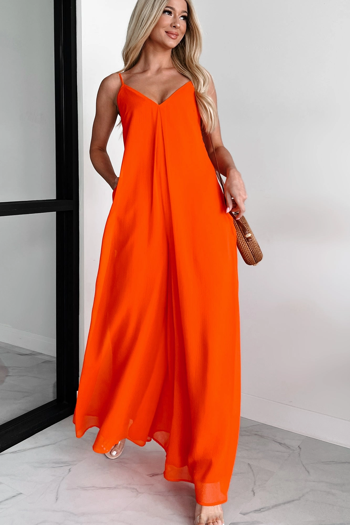 Take The Chance Wide Leg Jumpsuit (Red) Sharp Model Durable Relax