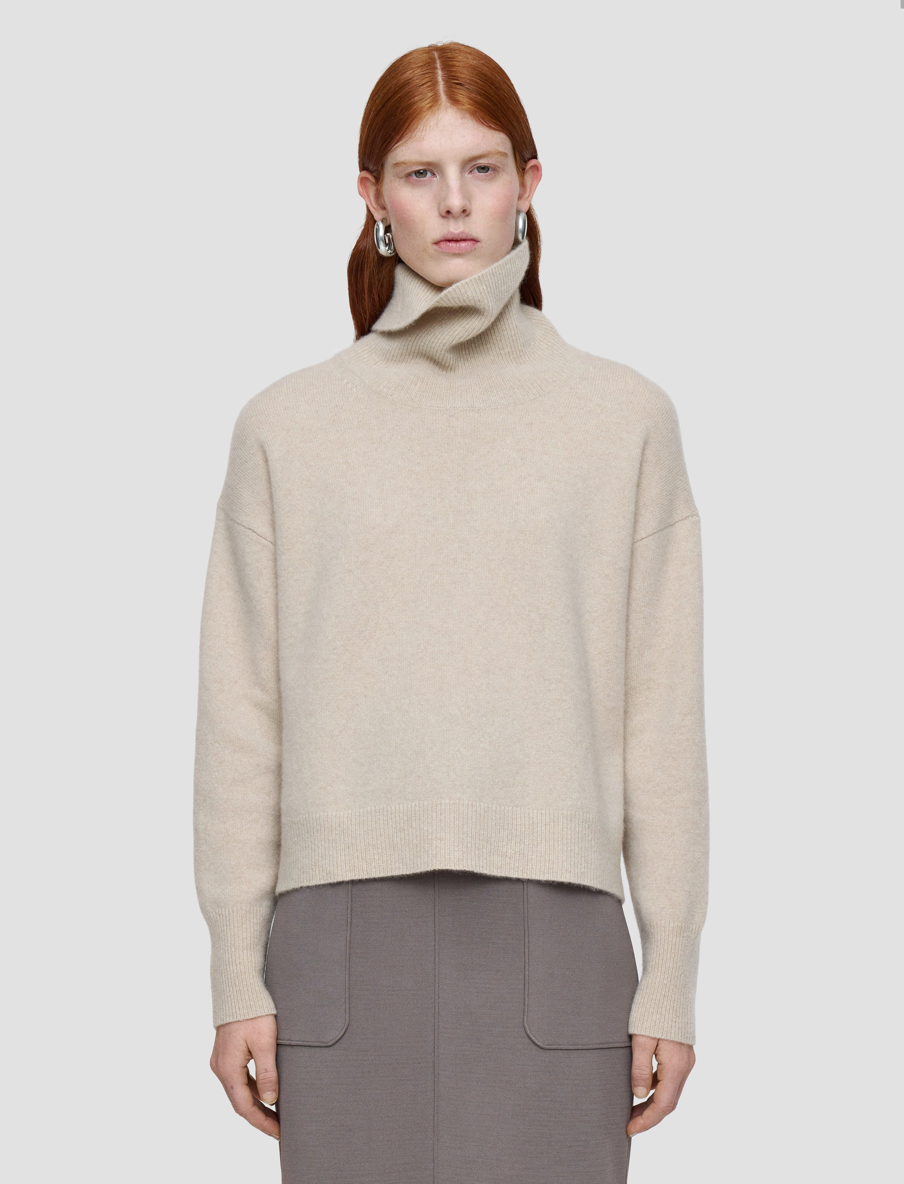 Brushed Cashmere High Neck Jumper High Elasticity