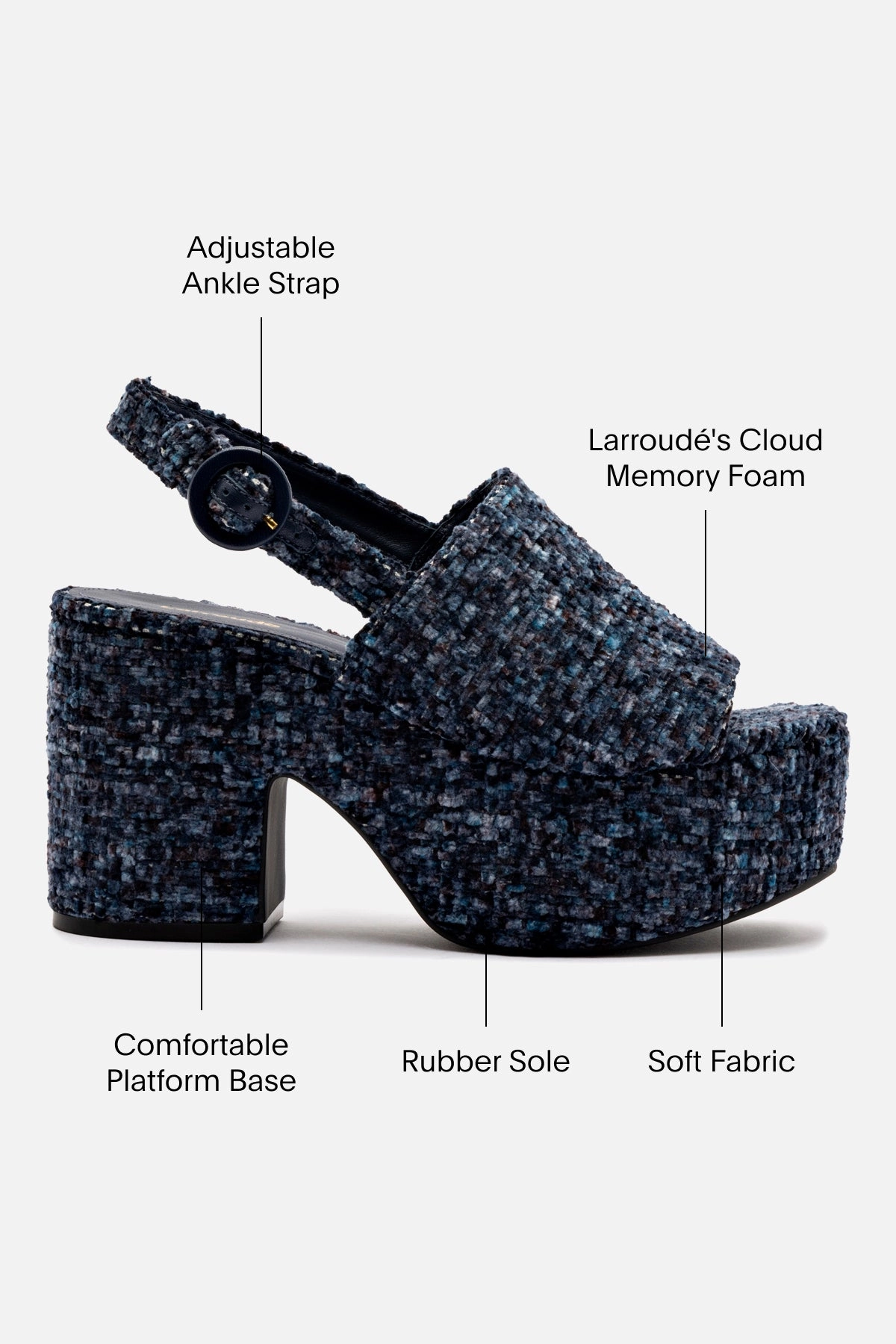 Elastic Party Pop Miso Platform Sandal In Midnight Velvet