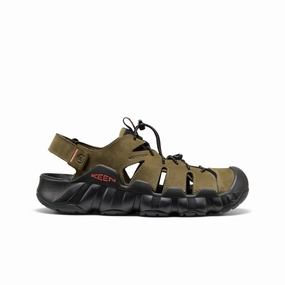Men's Hyperport Fisherman Leather Sandal  |  Dark Olive/Black Bow Charm Heel Design