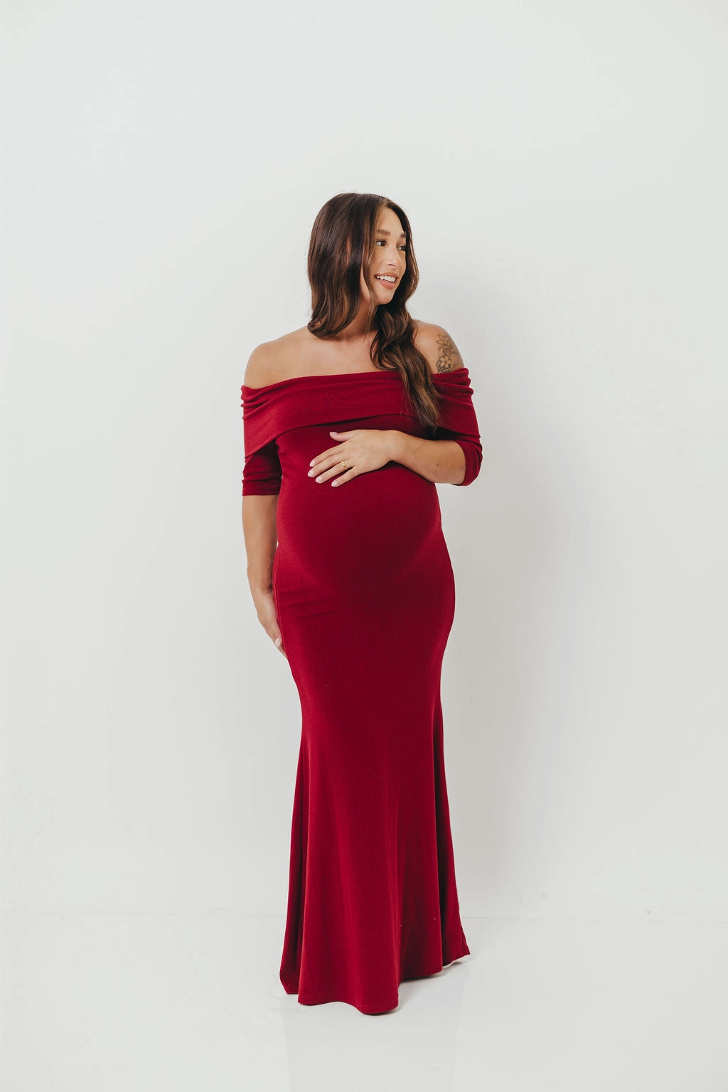 Monroe Half Sleeve Maxi Dress in Red - Bump Friendly Quick-Dry Smart Comfort