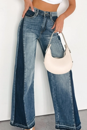 Rina Tummy Control Side Contrast Saige Denim Jeans (Medium) Effortless Layer Premium Outdoor Enthusiast