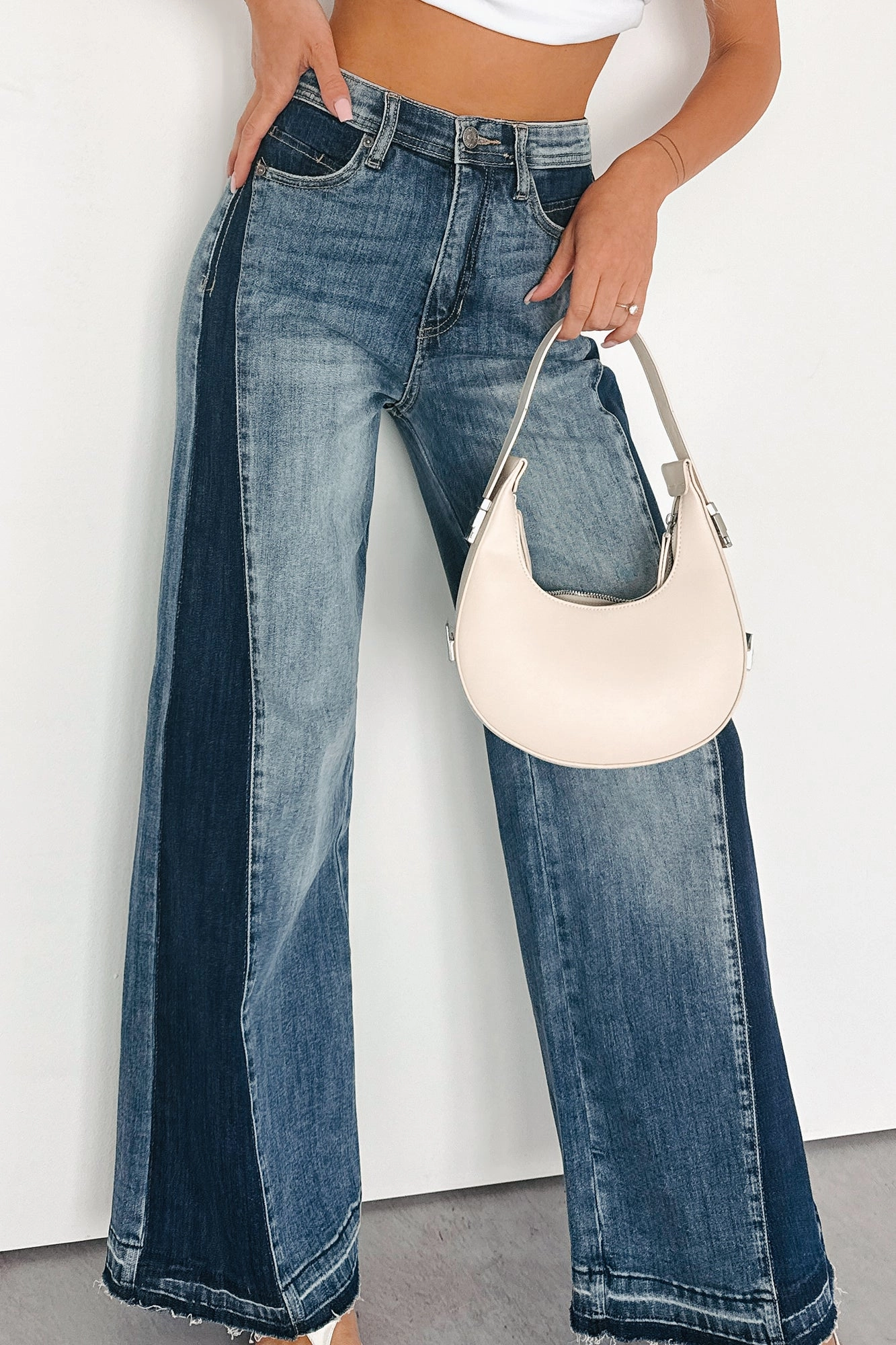 Rina Tummy Control Side Contrast Saige Denim Jeans (Medium) Effortless Layer Premium Outdoor Enthusiast