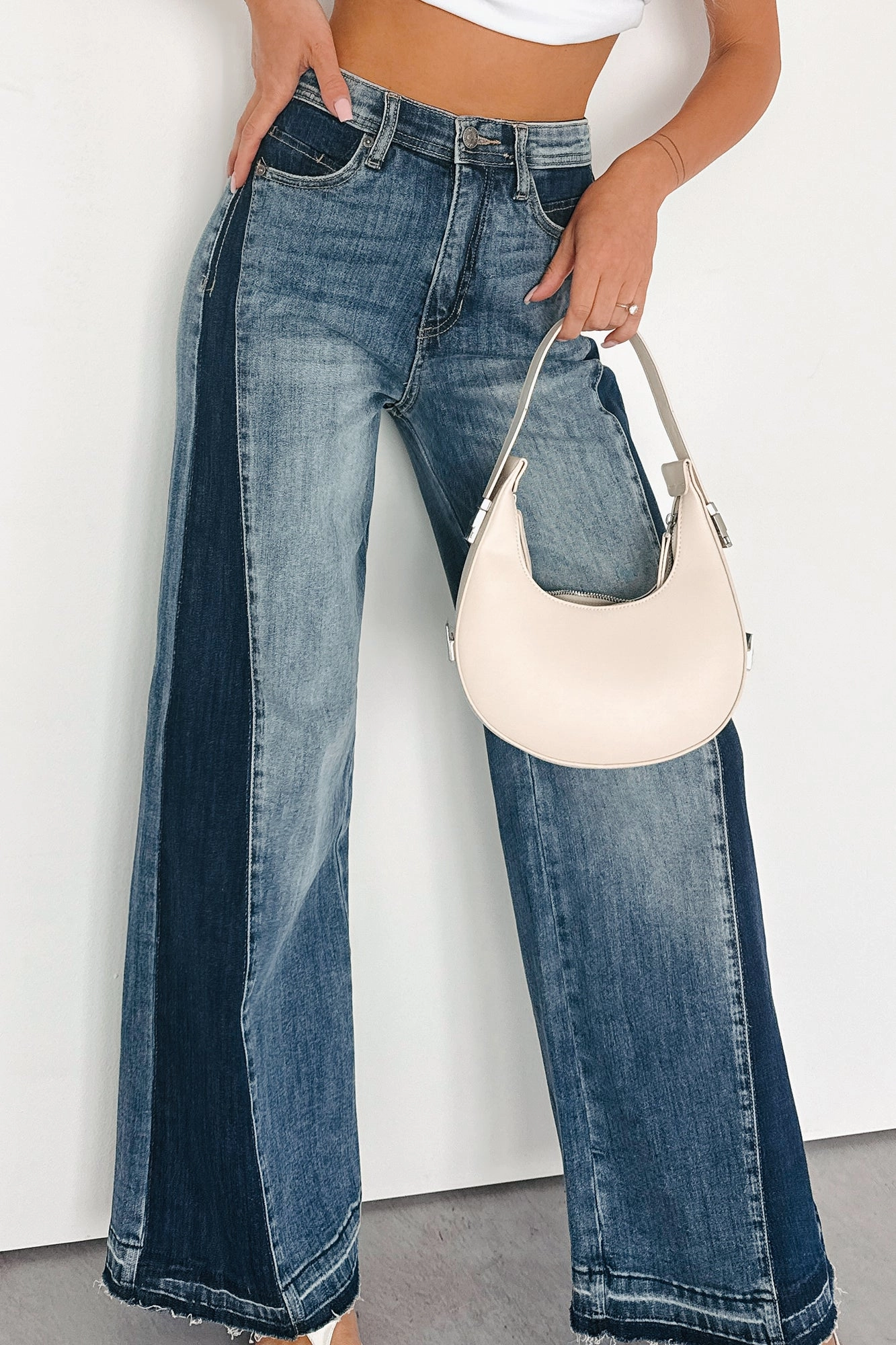 Rina Tummy Control Side Contrast Saige Denim Jeans (Medium) Comfortable clothing Premium Cotton Blend