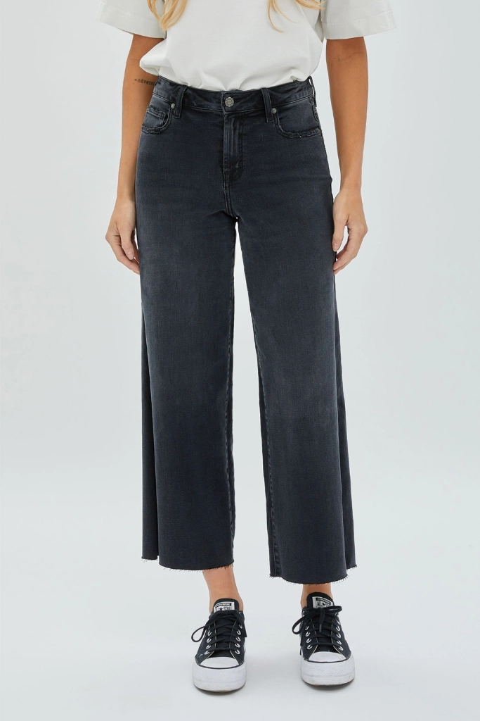Popular Option Nori High Rise Crop Wide Leg Jean