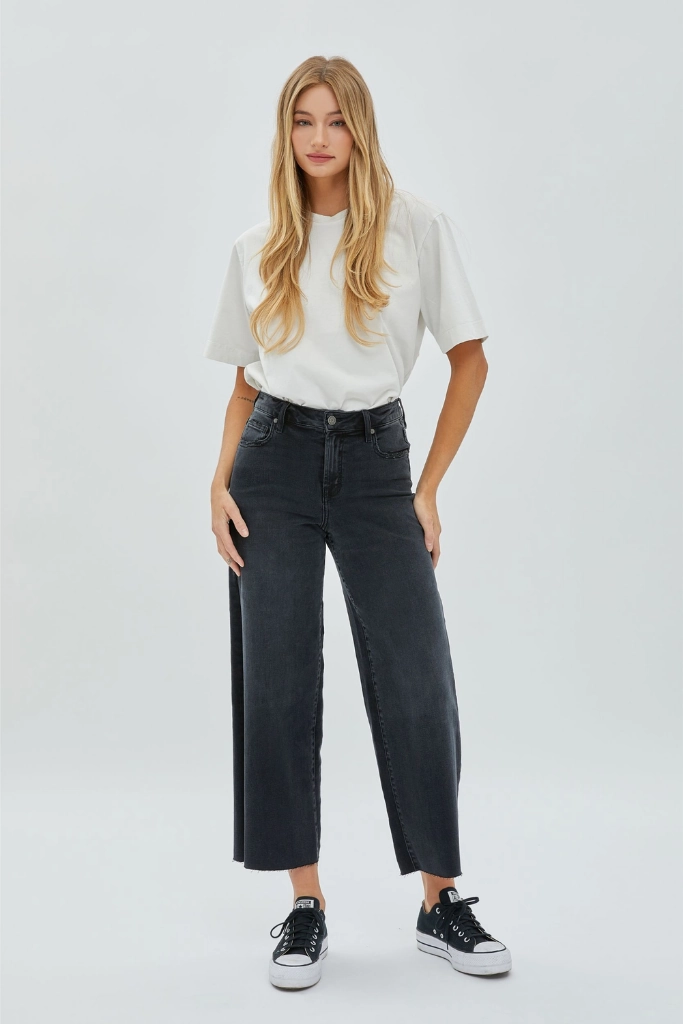 On-the-Go Look Stretch Comfort Nori High Rise Crop Wide Leg Jean