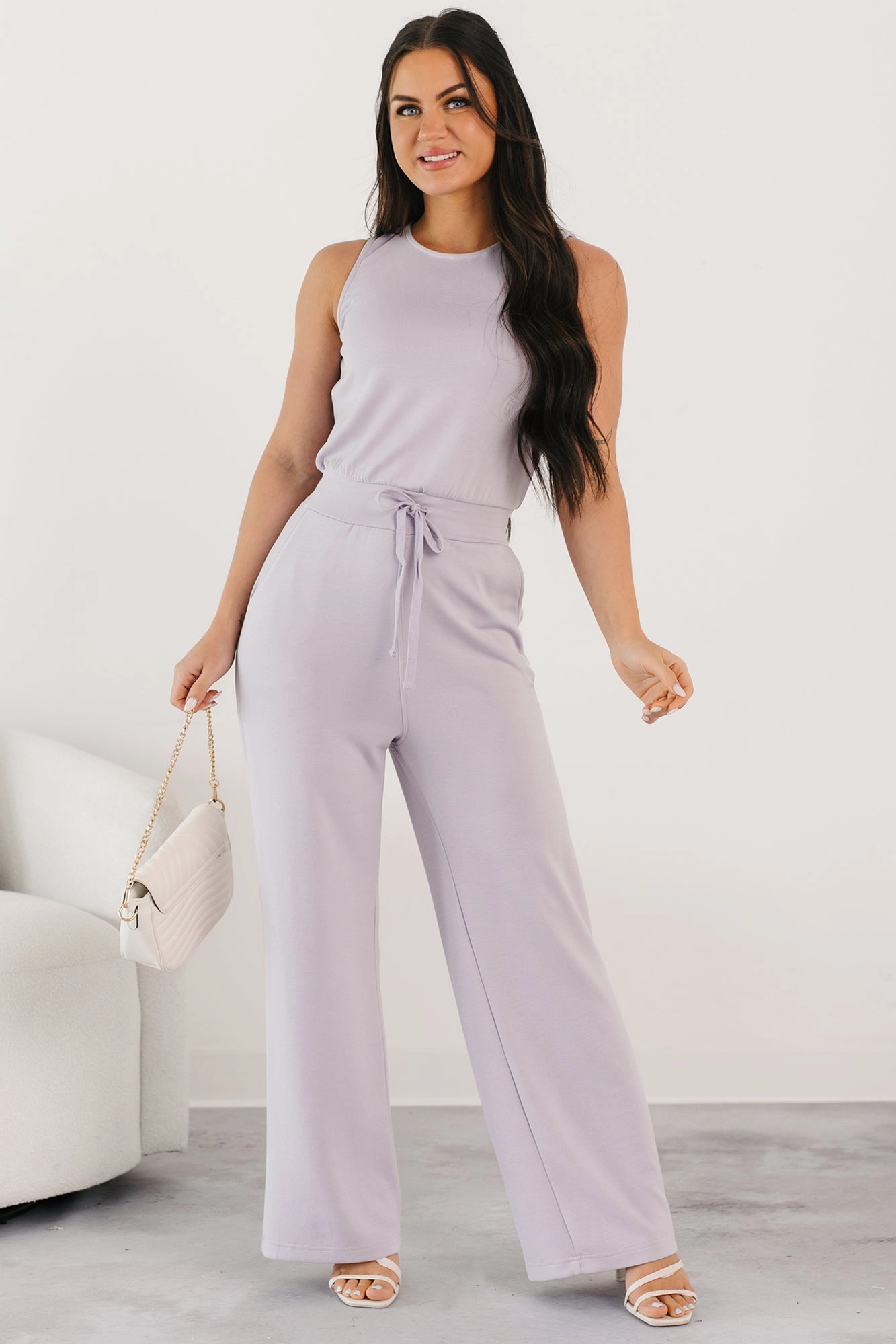 Laid-Back Livin Sleeveless Jumpsuit (Lilac) Running Outdoor