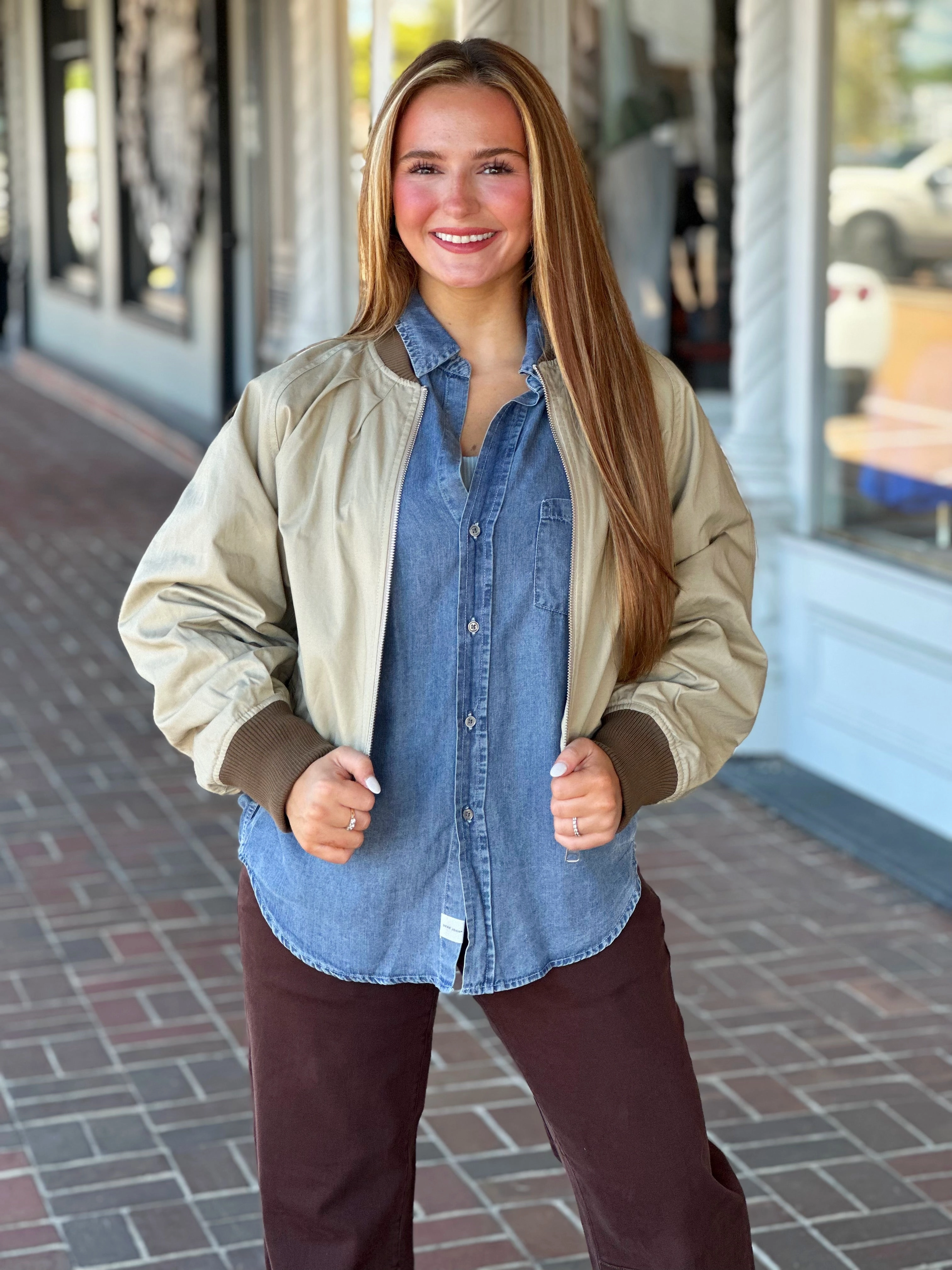 Hidden Pocket System Steve Madden Bray Jacket in Khaki