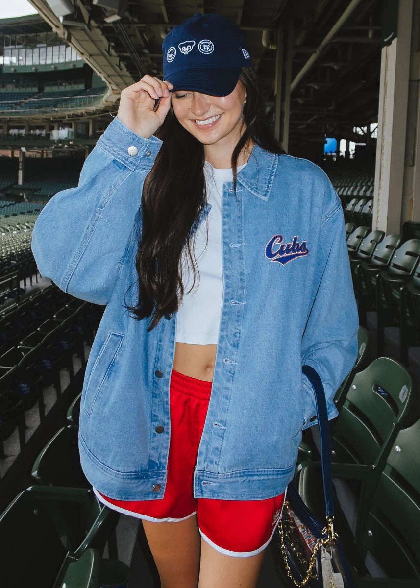 Sleek Style Cubs Denim Patch Jacket
