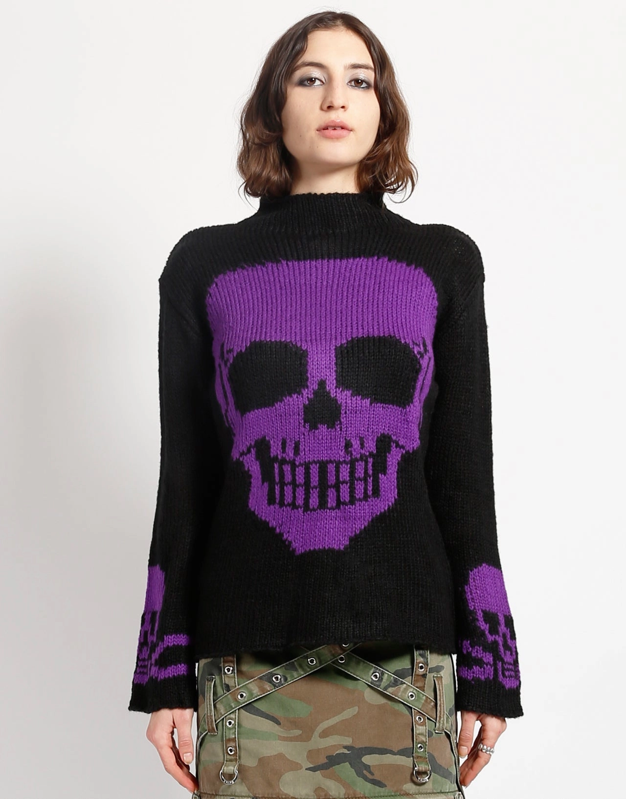 SKULL SWEATER PURPLE SKULL Fashion Blouse