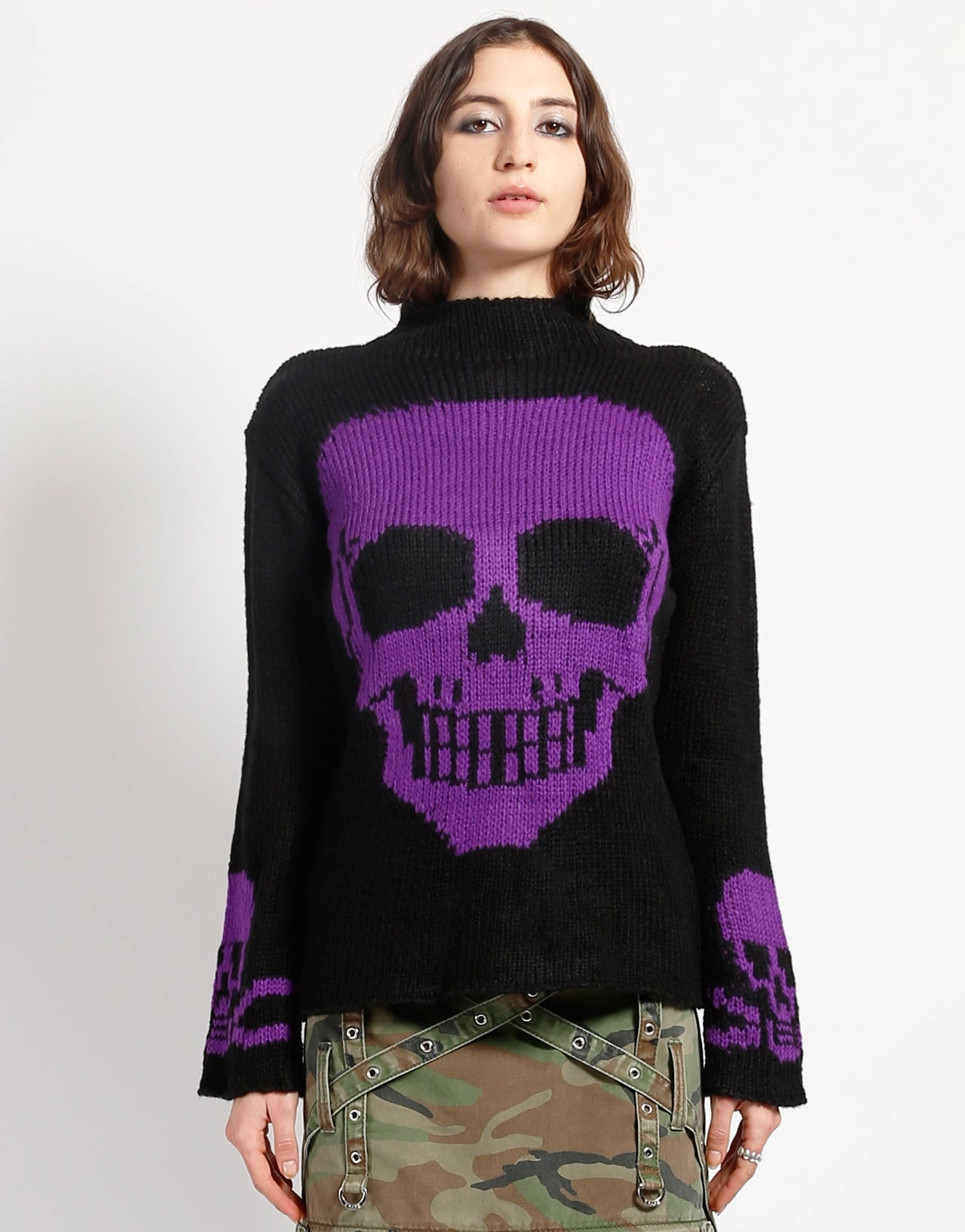 SKULL SWEATER PURPLE SKULL ContrastTipping