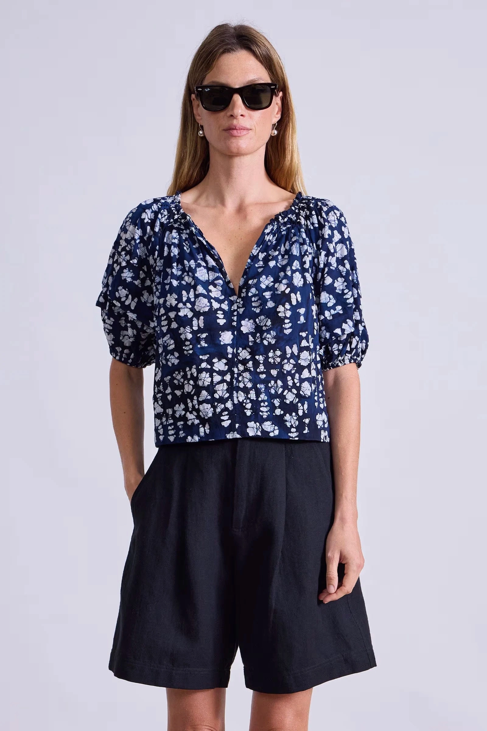 Multipanel Construction HighStrength Threadwork Caminitas Puff Sleeve Top