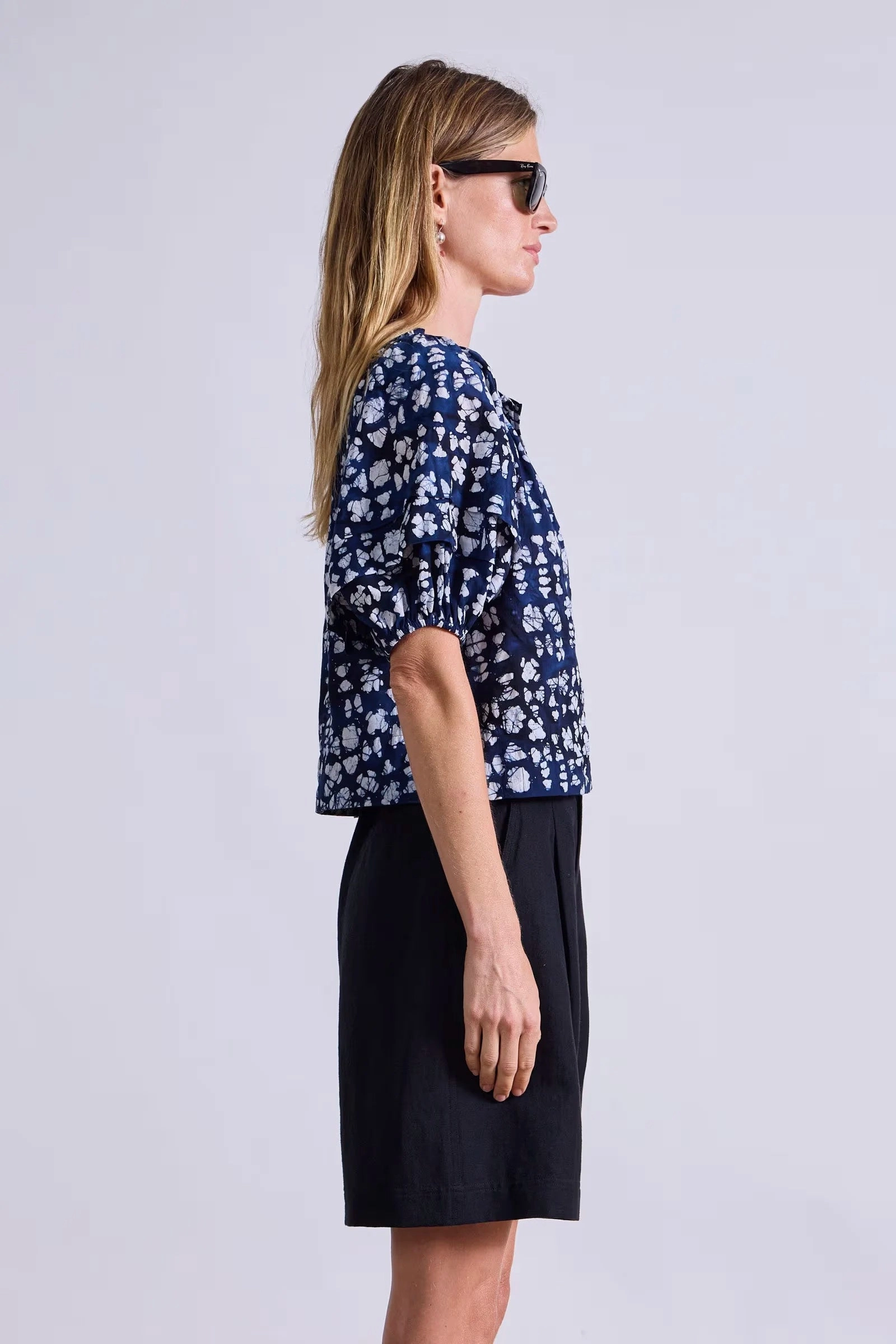 Caminitas Puff Sleeve Top Adjustable drawstring Interlock Weave