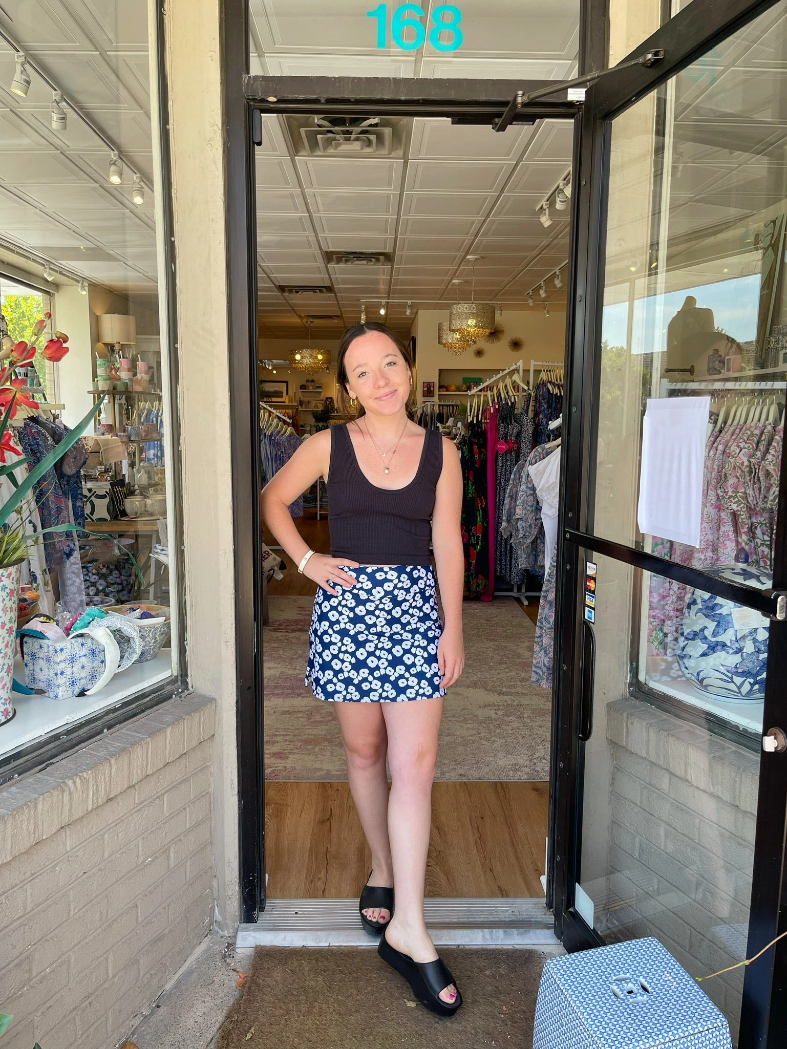 Razi Skort Pop Art Flower Navy SlimFitAdaptation AllDaySoftness