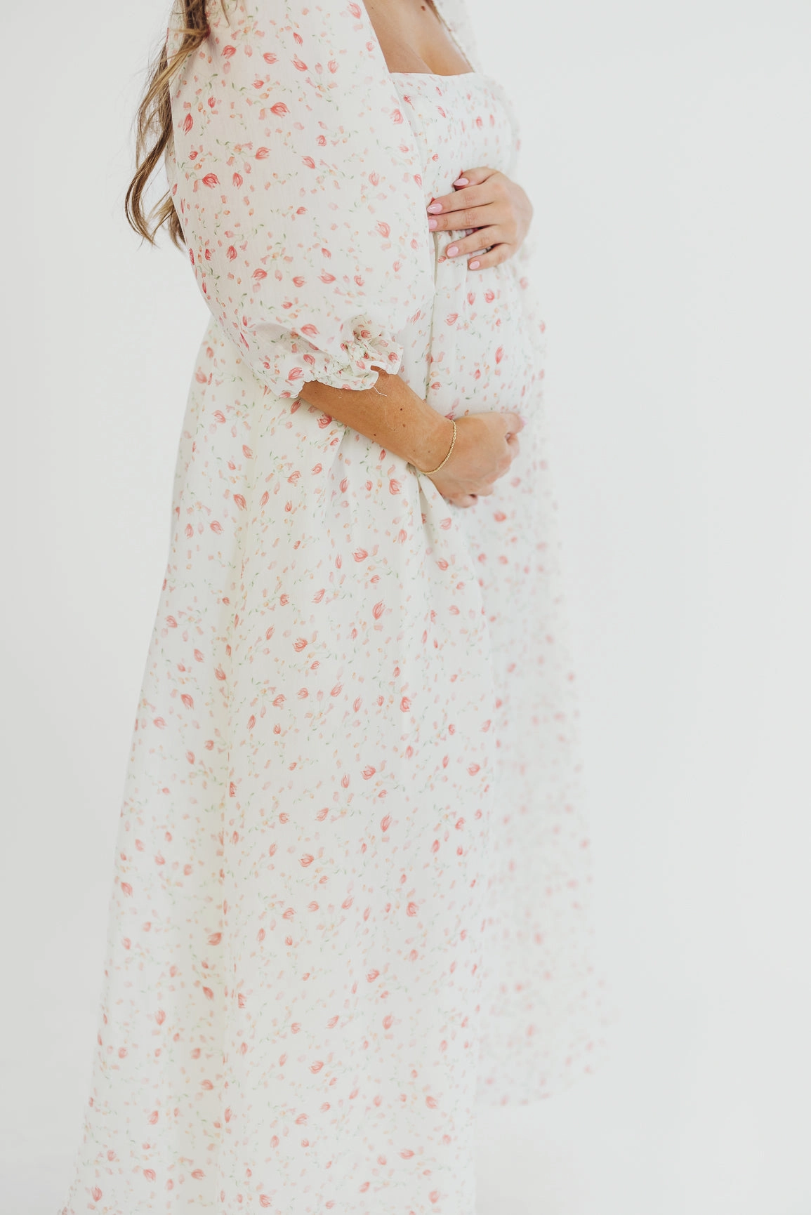Mona Maxi Dress with Smocking in Ivory Floral - Bump Friendly & Inclusive Sizing (S-2XL) Lounge Vibes