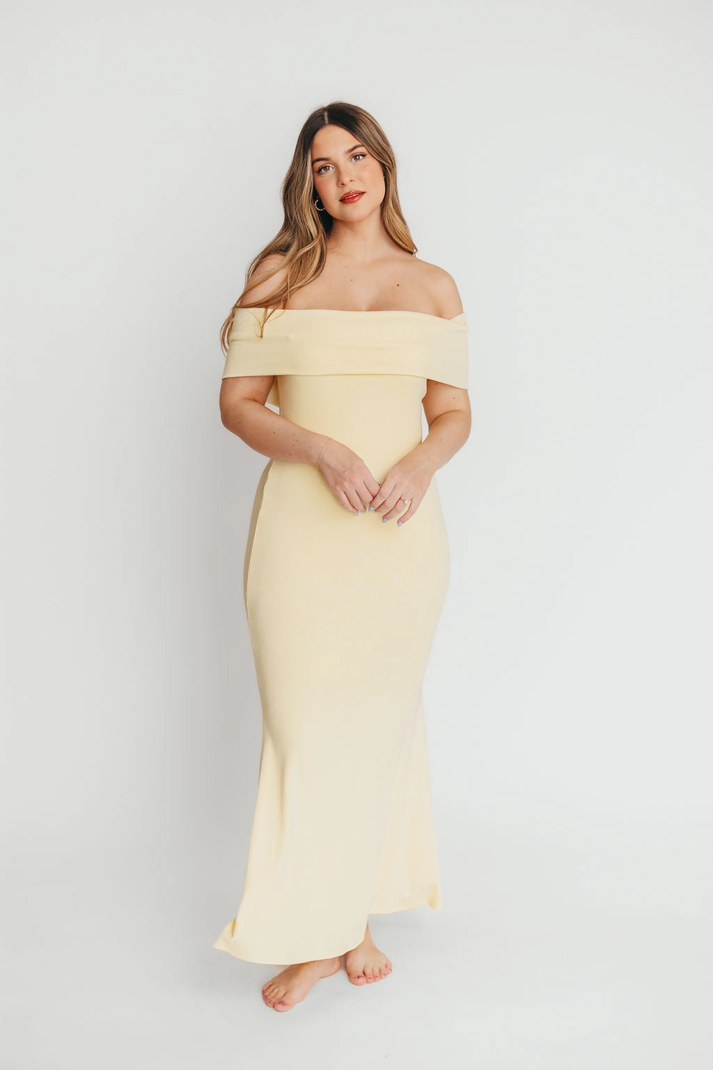 Monroe Dress in Butter Yellow - Bump Friendly Gradient Shade Elegant Everyday