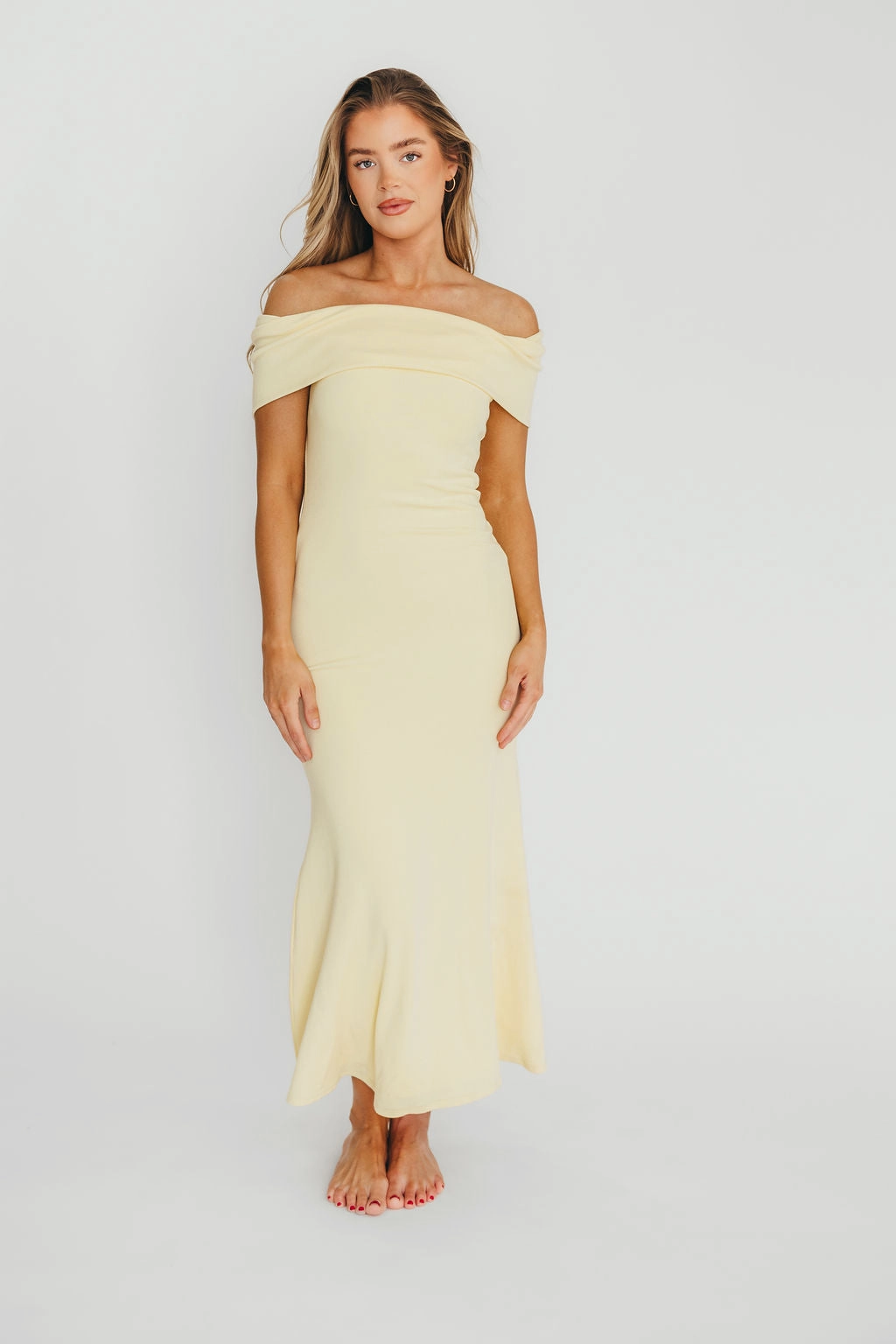 Monroe Dress in Butter Yellow - Bump Friendly Fluid Shape Timeless Layering