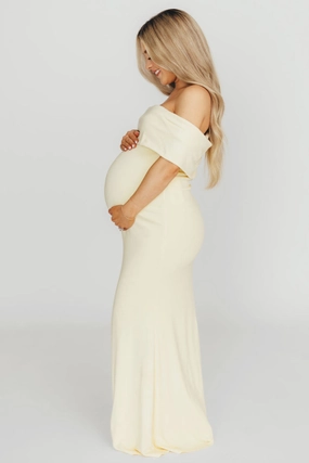 Inner Smile Monroe Dress in Butter Yellow - Bump Friendly