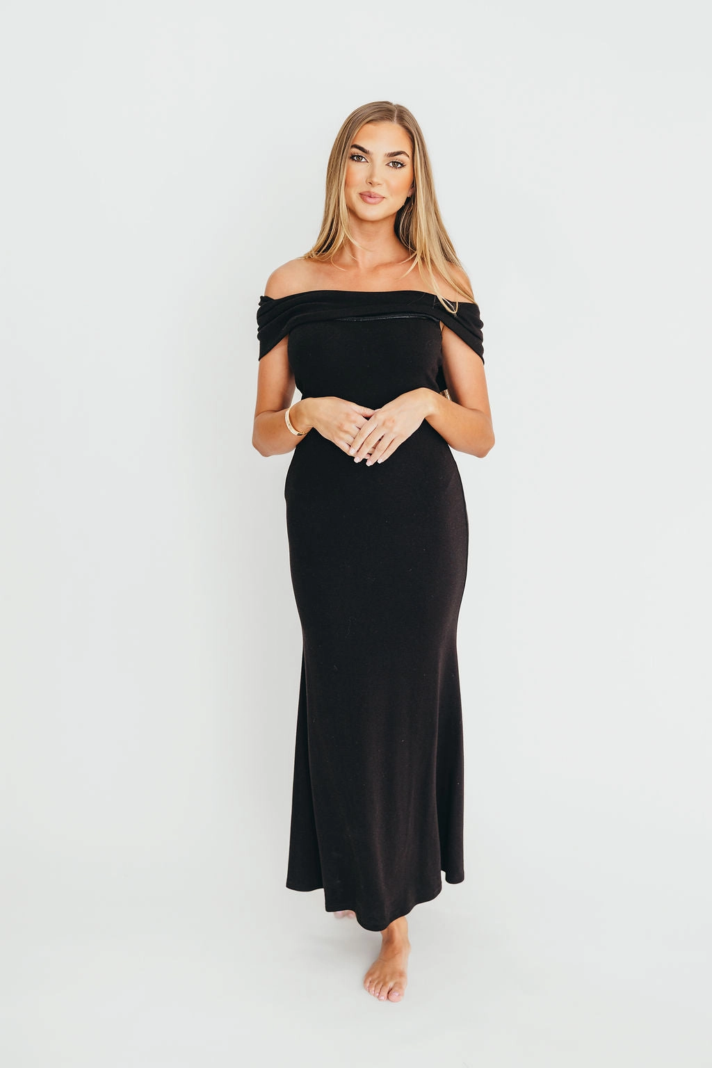 Casual Wear Trendy Cut Monroe Maxi Dress in Black - Bump Friendly *Final-Sale*