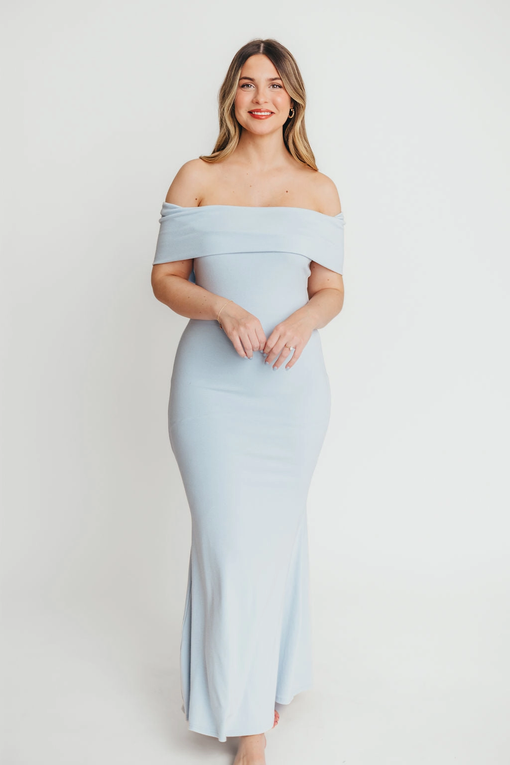 Monroe Maxi Dress in Blue - Bump Friendly Anti-Static-Finish Summer Air