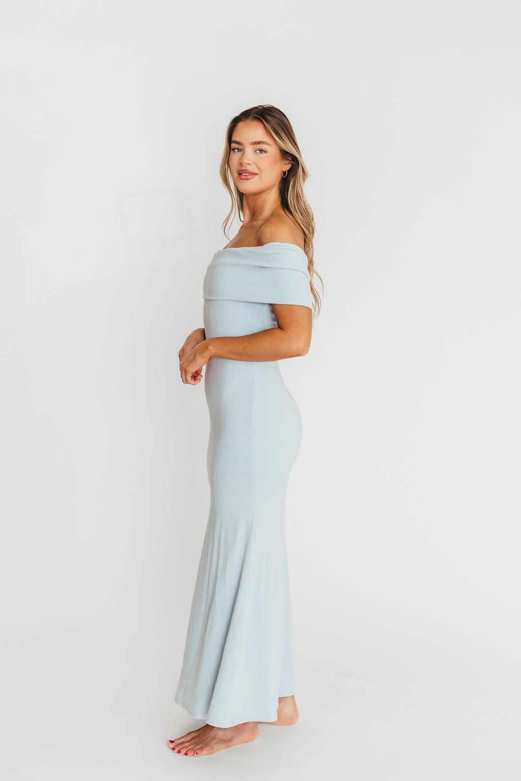 Mood Flex Joyful Look Monroe Maxi Dress in Blue - Bump Friendly