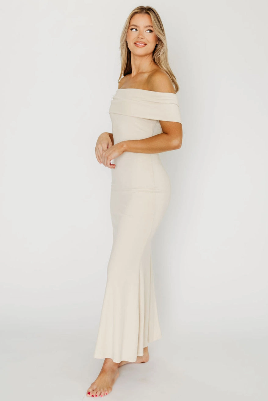 Monroe Maxi Dress in Ivory - Bump Friendly Sleek Comfort Gentle Drape