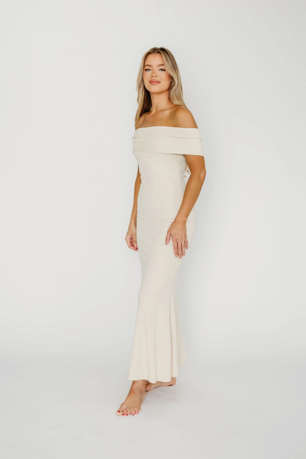Shape Retention Monroe Maxi Dress in Ivory - Bump Friendly