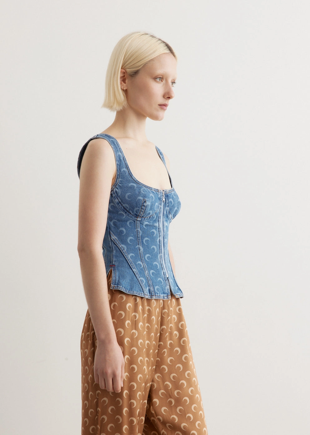 Moon Laser Denim Corset Top Smart Wardrobe