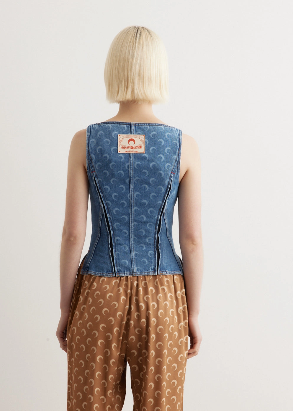 Style Combo Spring Mood Elegant City Walk Moon Laser Denim Corset Top