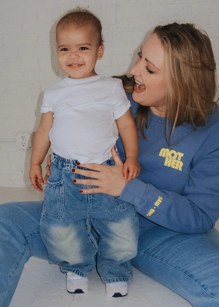 Simple Knitwear Layered Neckline Mother Garment-Dyed Crewneck