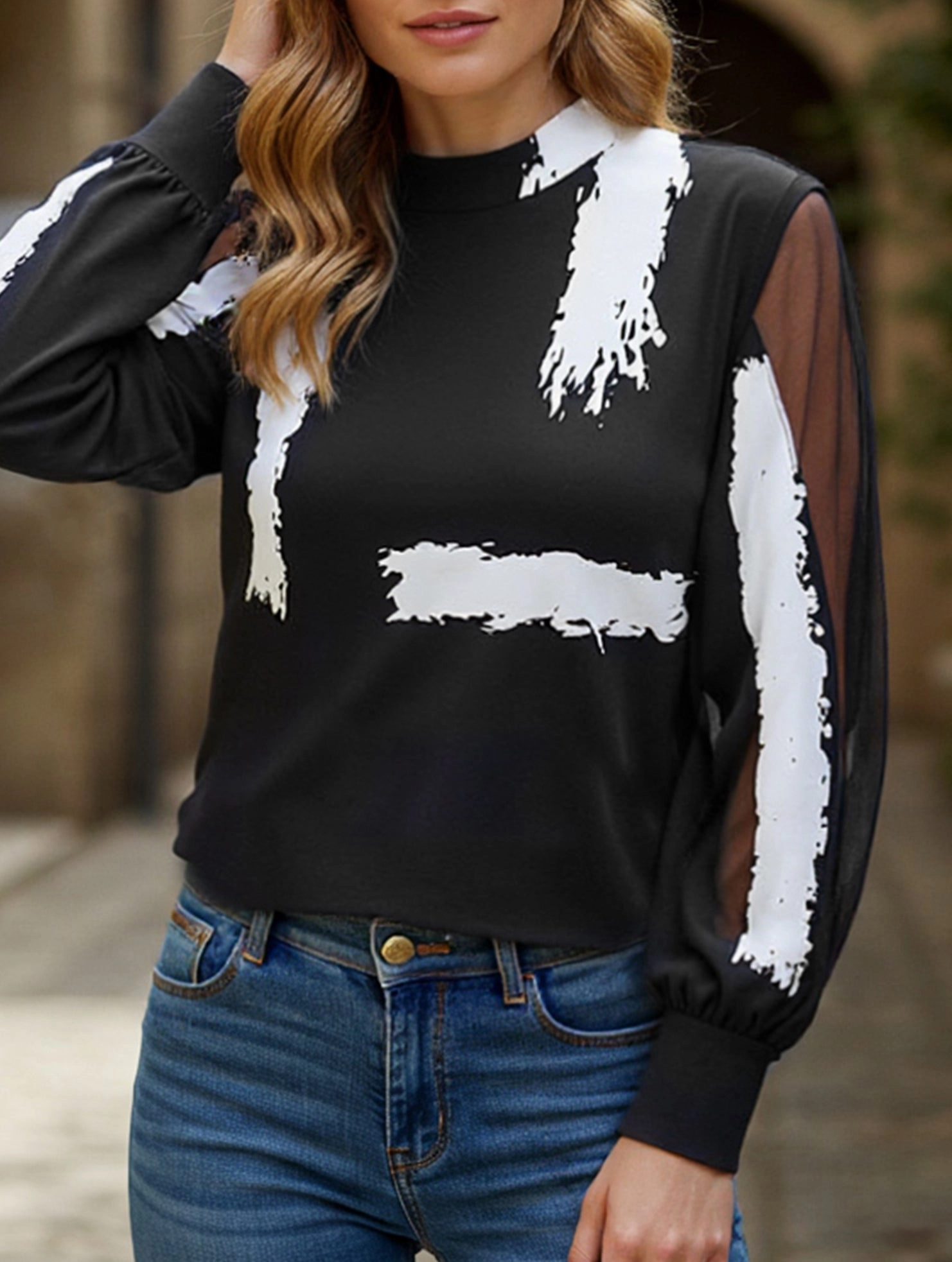 Low Impact Manufacturing Sporty Sweatshirt Stand-collar work shirt top