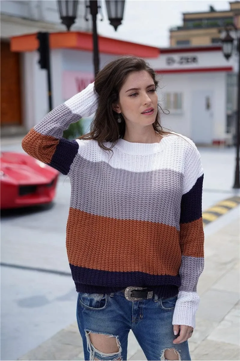 MULTI COLOR SWEATER Ribbed Neckline