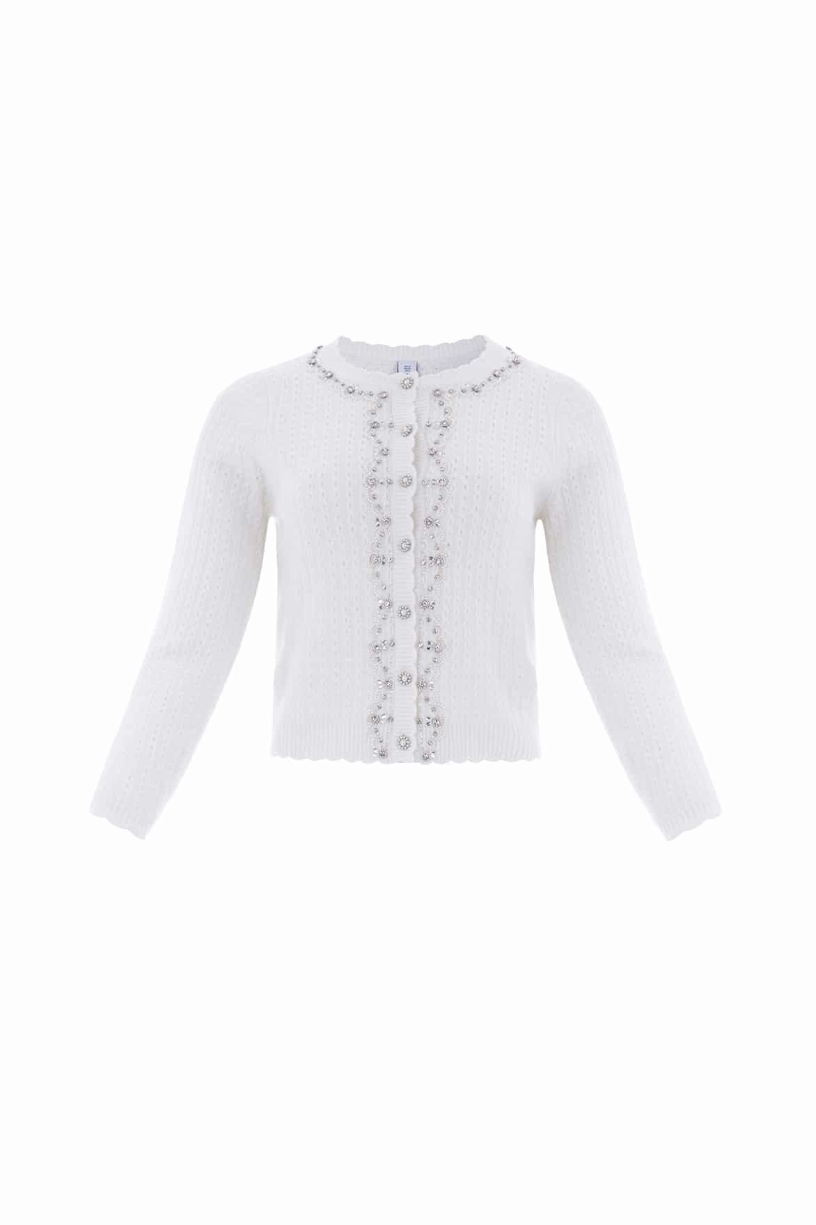 Lounge Vibe Crystal Border Short Cardigan