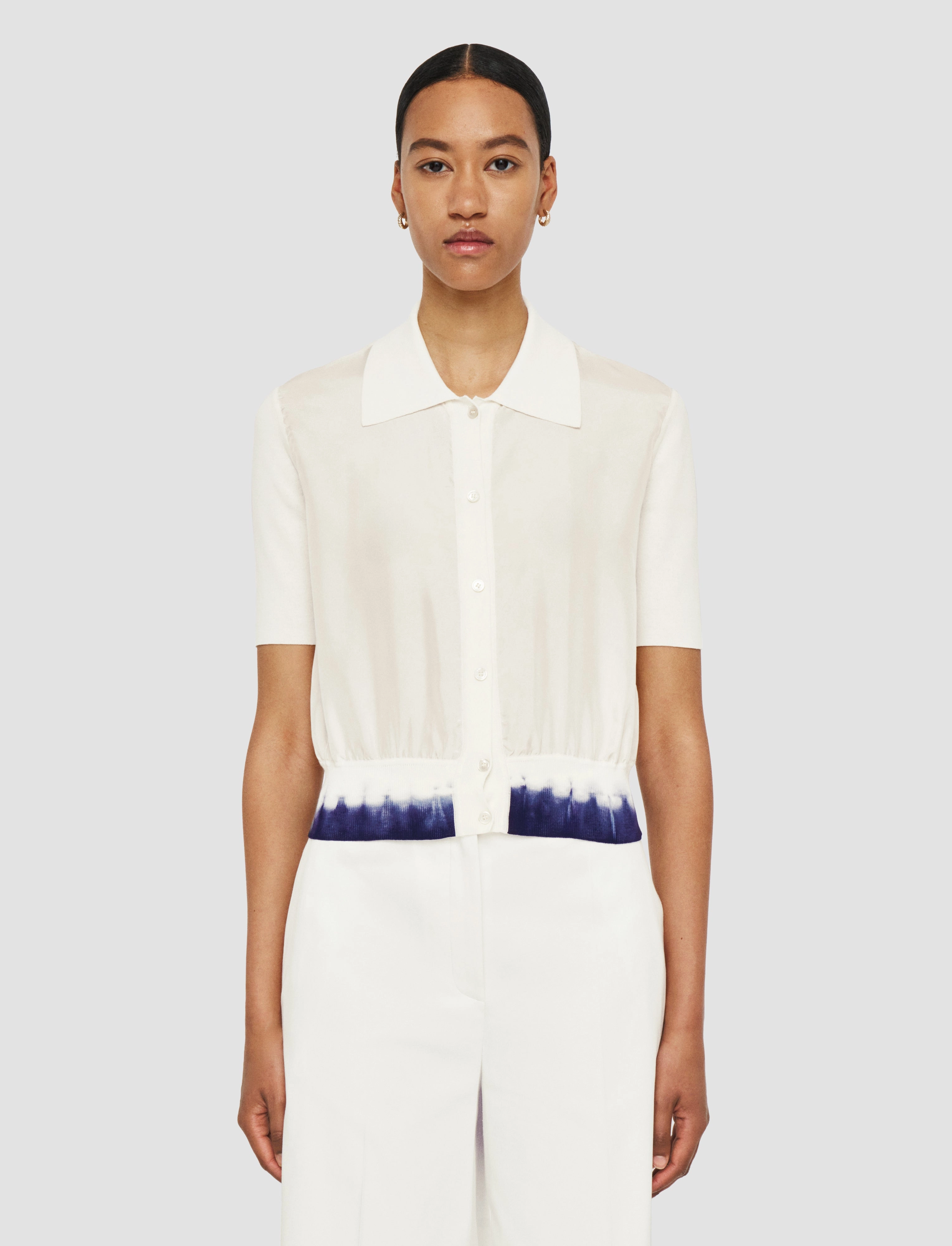 Silk Cotton Knit Cardigan Layered Stitch Detail Chill Style