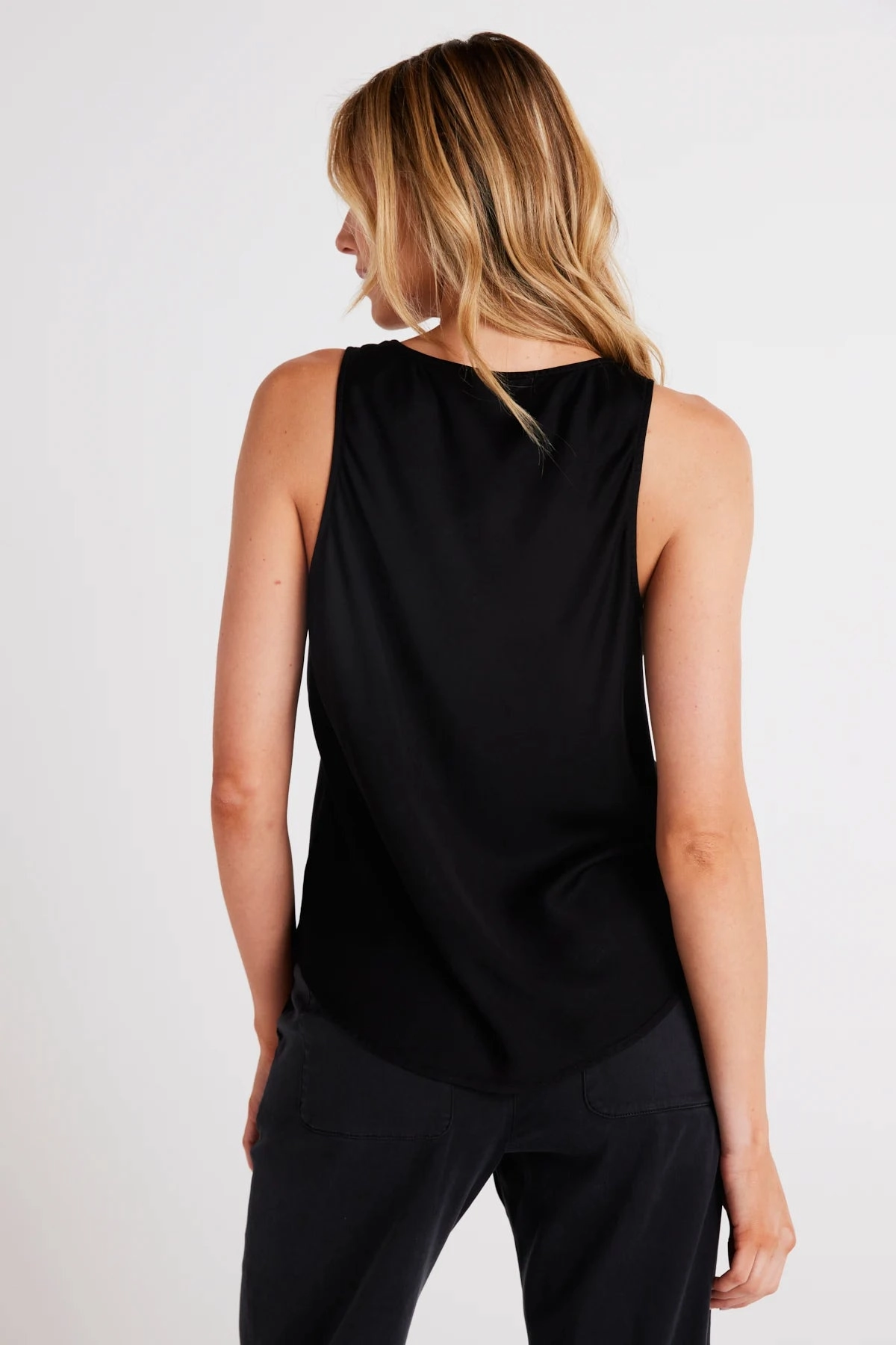 Satin Scoop Neck Tank Anti Pilling Finish MeshPanel