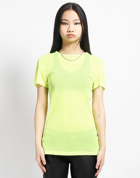 EcoFriendly Dye Process Fashionable Look SHORT SLEEVE FISHNET LIME