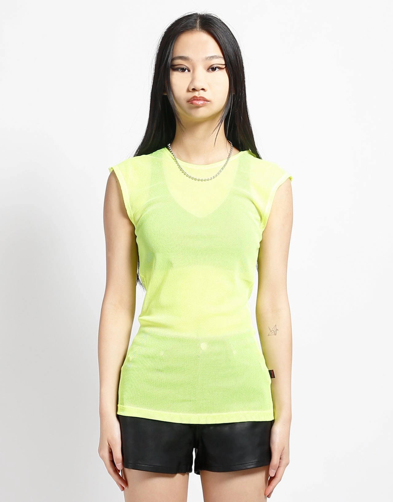 MUSCLE TANK FISHNET LIME Knit Fabric Technology Fleece Pullover