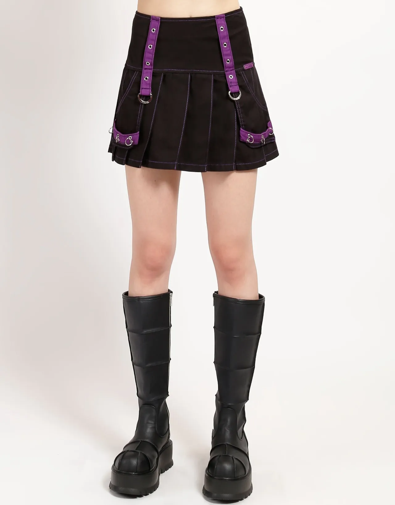 Easy Stretch MUTLI EYELET PLEATED SKIRT PURPLE