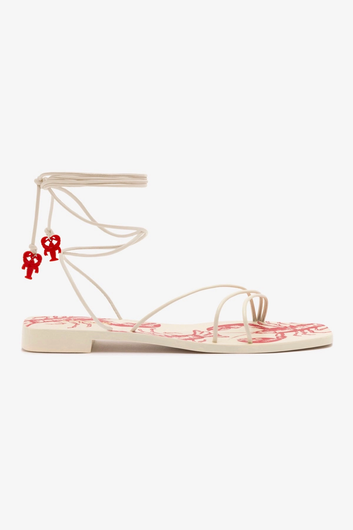 Nadia Flat Sandal In Ivory Leather Bloom Mood