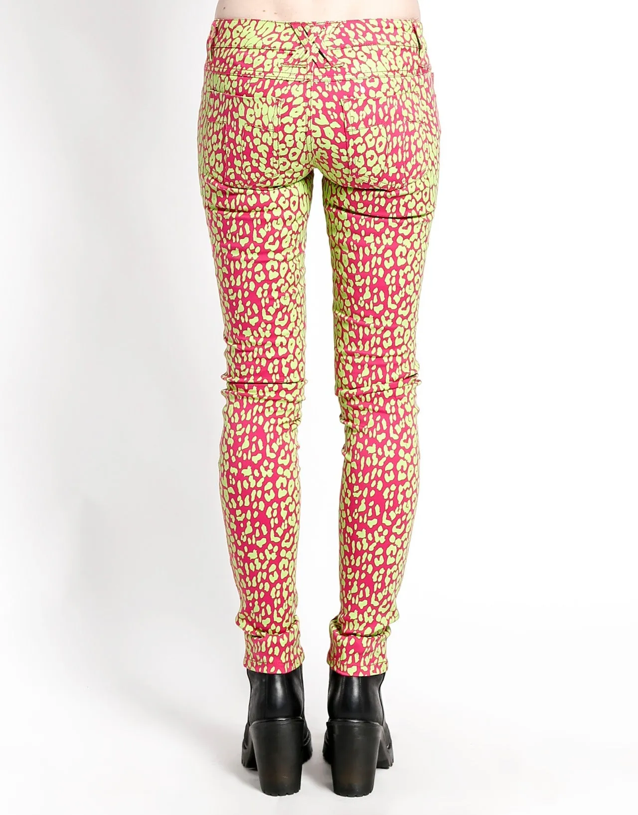 breathable panels NEON LEOPARD PRINT SKINNY - LIME