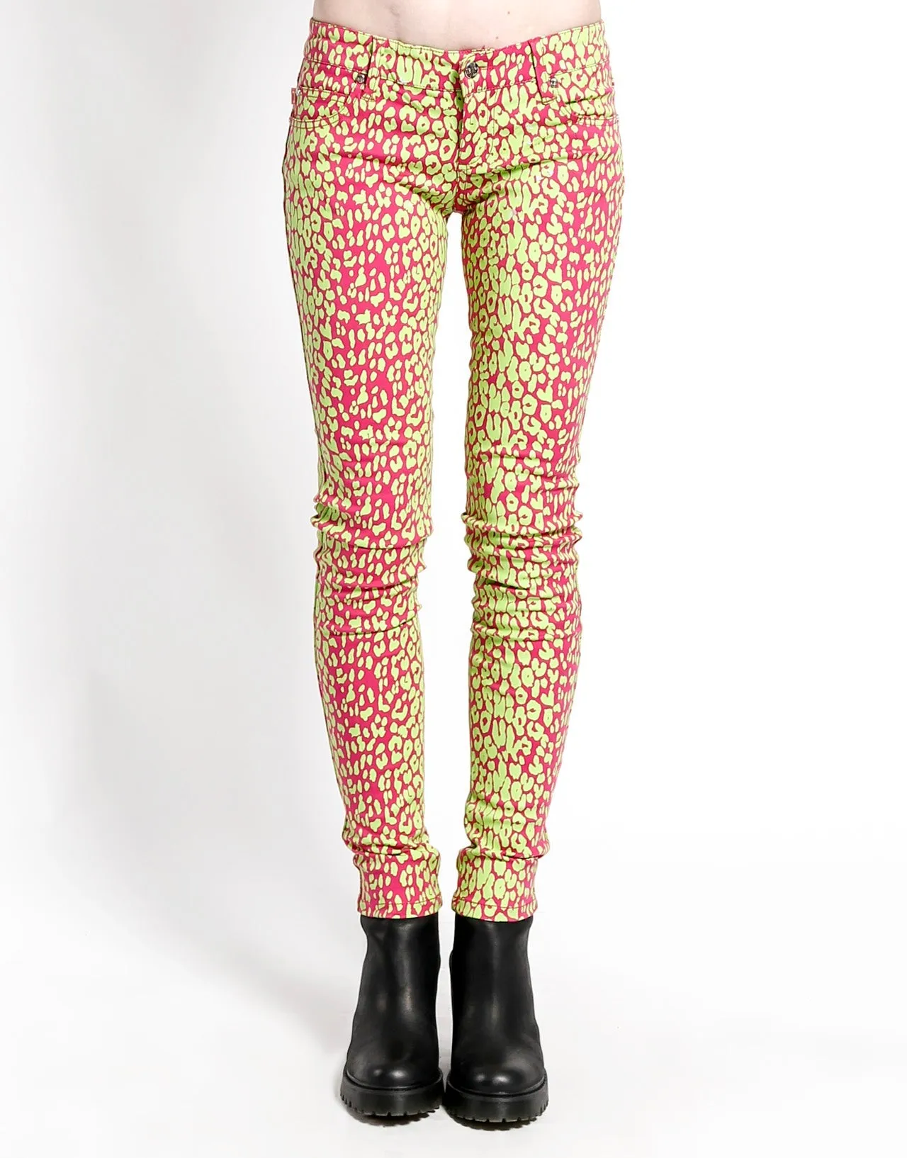 NEON LEOPARD PRINT SKINNY - LIME Soft Brush Lining