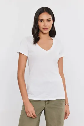 Lilith Cotton Slub V-Neck Tee Trendy Design