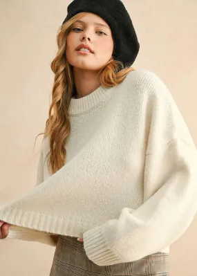 Natural Fiber Blend Neve Round Neck Sweater - Cream