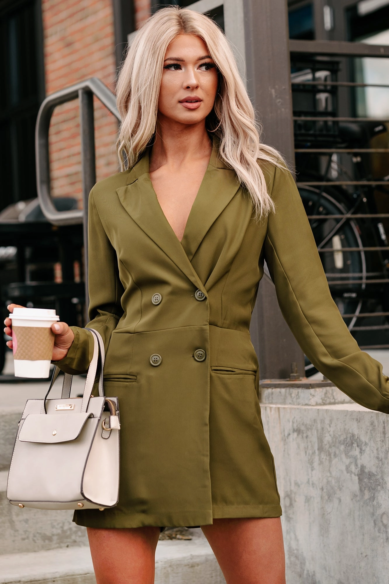 New Career Paths Blazer Romper (Olive) Luxury Slim Outdoor Sharp