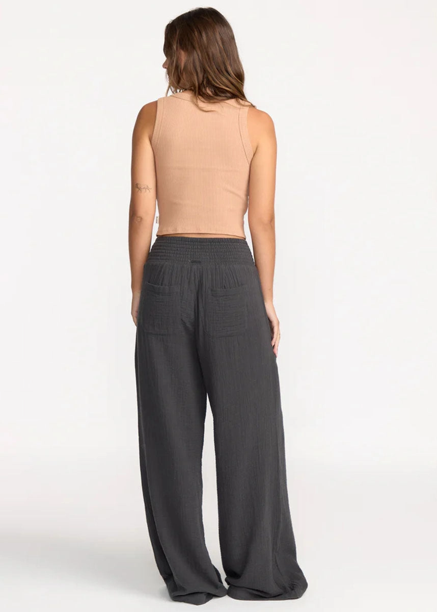 Hygienic Coating Stretch Layer Fit New Waves Gauze Elastic Pants - Black Sands