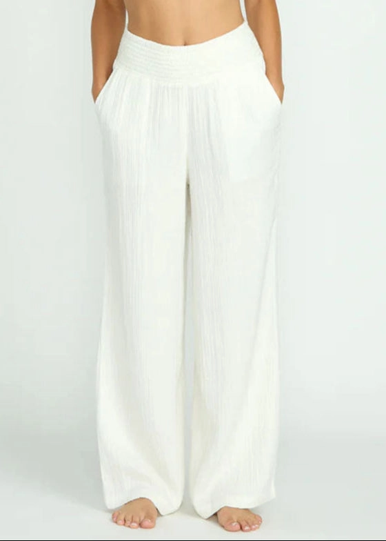 All Purpose Fit New Waves Gauze Elastic Pants - Salt Crystal