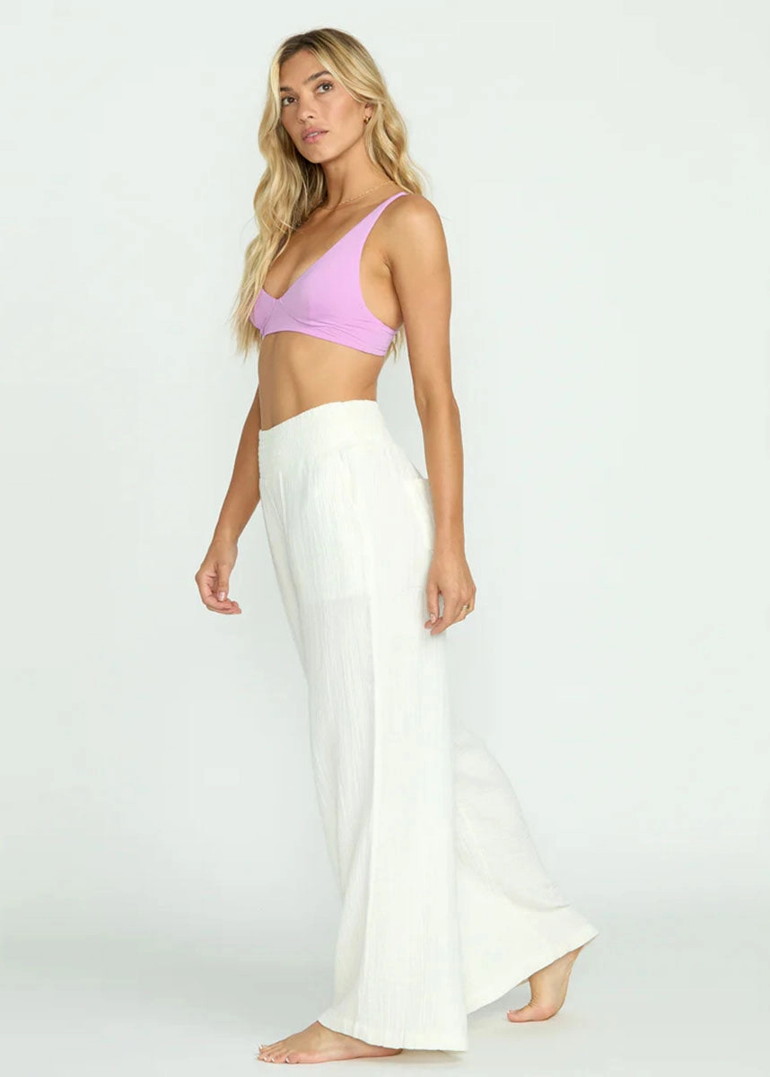 New Waves Gauze Elastic Pants - Salt Crystal Organic Cotton Blend