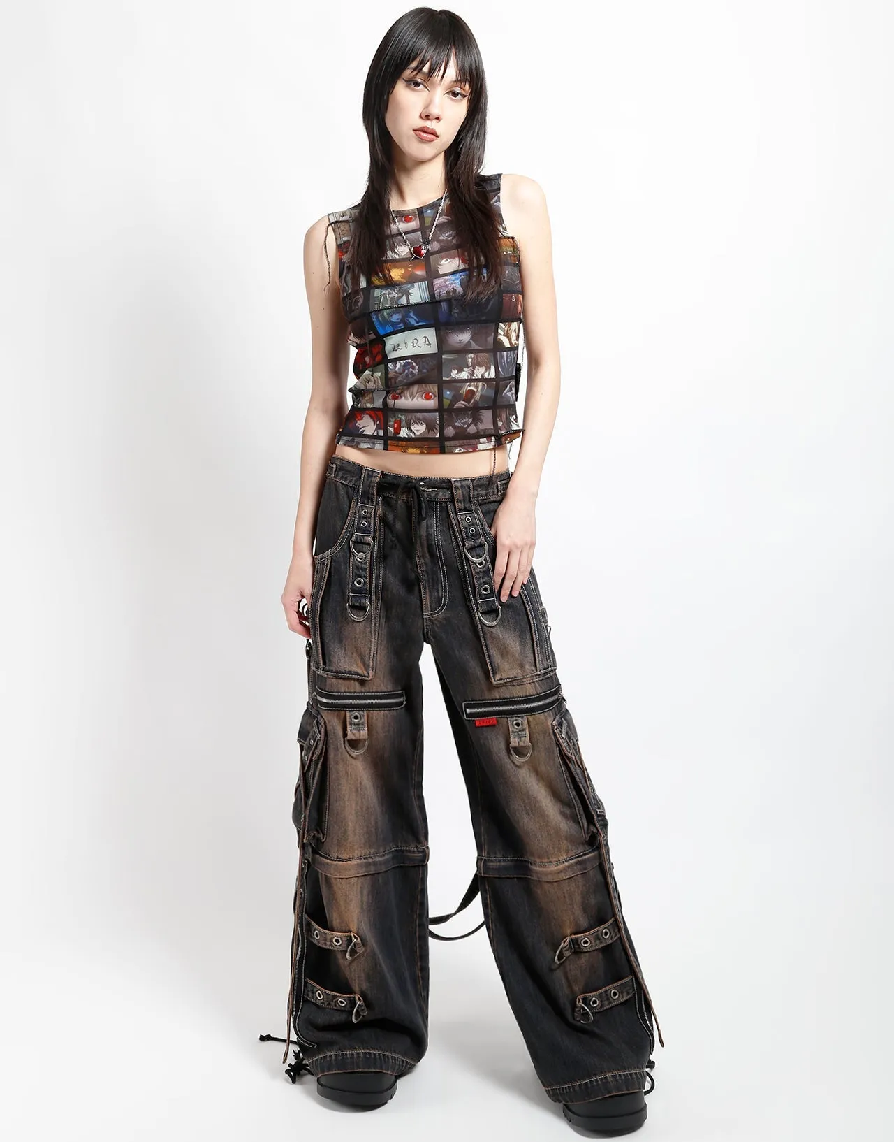 X-STRAP PANT DIRTY WASH BLUE DENIM Adjustable loop